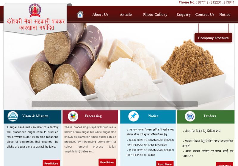 Danteshwari Maiya Sahakari Shakkar Karkhana Maryadit, website company design in raipur
