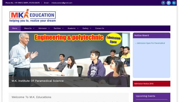 M.K. Institute of Paramedical Science, Web Designing Company in Raipur Chhattisgarh