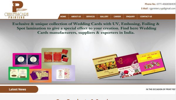 Chhattisgarh Printers, website company design in raipur