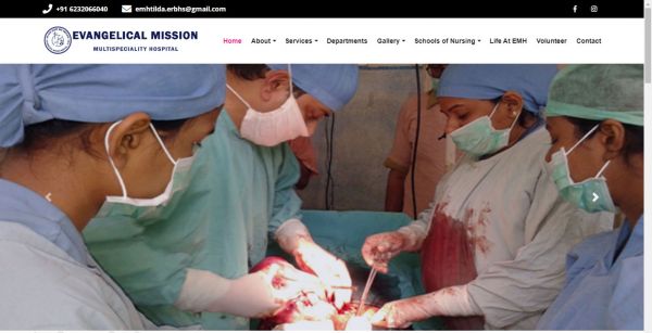 Evangelical Mission Hospital, website company design in raipur