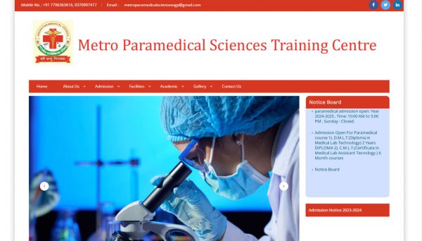 Metro Paramedical Sciences Training Centre, Web Designing Company in Raipur Chhattisgarh